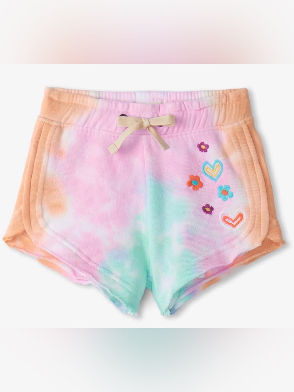 Hatley Pastel Tie-Dye Heart & Flower Shorts - Pink, Mint, Peach